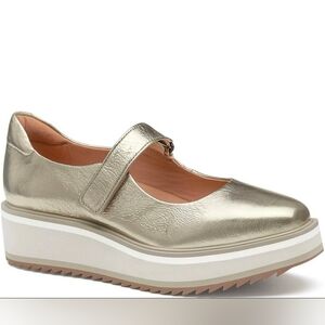 Johnston & Murphy Metallic Gold Mary Jane Platform Mule